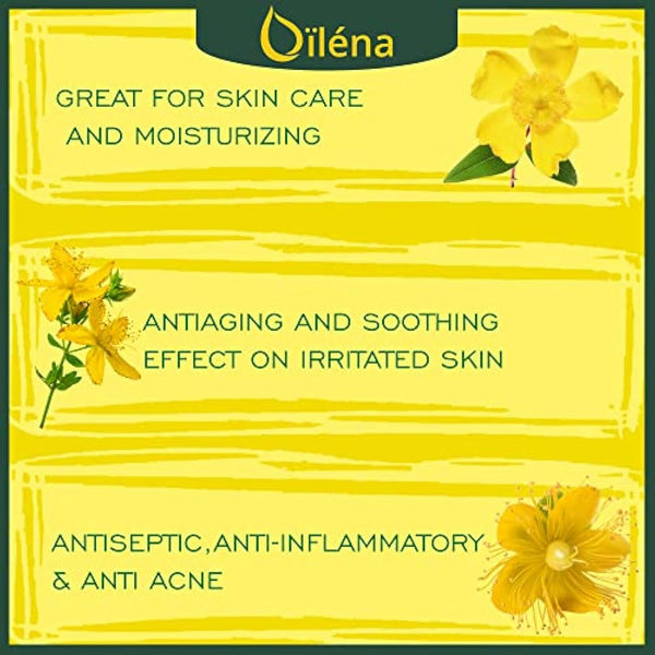 Oïléna - St. John's Wort Hypericum Oil 500 ml | Natural Cold Pressed Massage Oil | Body & Face Relaxing Oil | Anti Stretch Mark & Hydrating Skin Care | Regenerative Skin Oil, 500 ml Pack