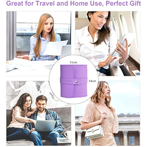 Manicure Set Professional Nail Clippers Pedicure Kit, 16 pcs Stainless Steel Nail Care Tools Grooming Kit with Luxurious Travel Leather Case for Thick Nails Men Women Gift (Violet)