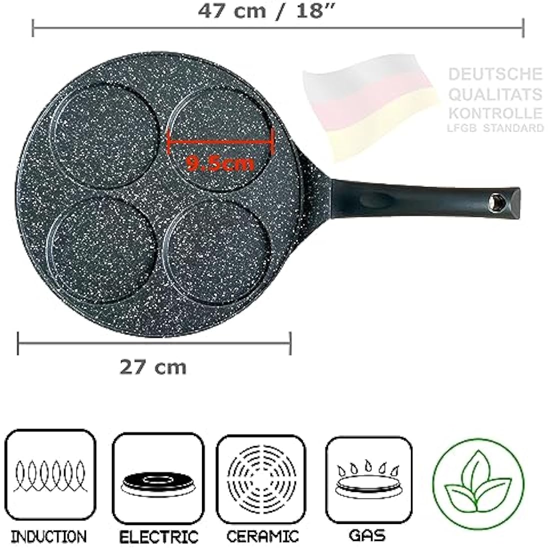 INTIGNIS® Non-Stick Pancake Pan - Multi Hole Mini Pancake Maker, 4 Hole American Style Crepe & Pancake Pan for Perfect Individual Pancakes, Frying Eggs, Uthappam, Induction Compatible (4 - Fix)