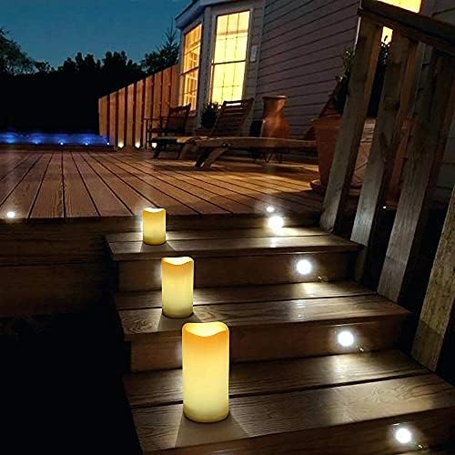 Eldnacele LED Candle, 3 Pack Weatherproof Battery Operated Flameless Flickering Candles with Remote Control and Timer, White, Plastic