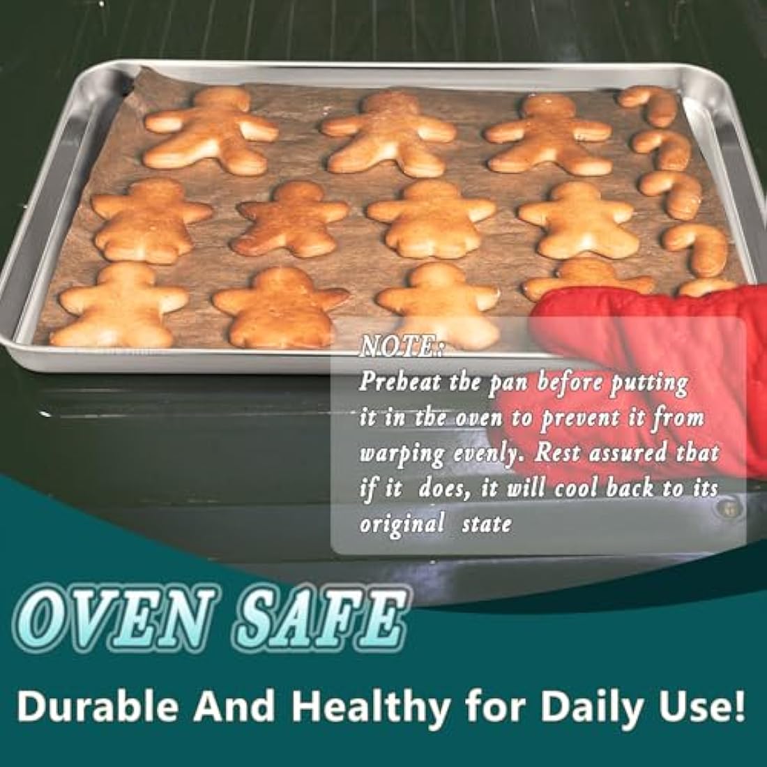 HaWare Baking Tray, Large Stainless Steel Oven Tray Set of 3-40 X 30 X 2.5 cm, Cookie Sheet Pan for Baking/Cooking/Serving, Healthy & Non Toxic, Mirror Finish & Dishwasher Safe