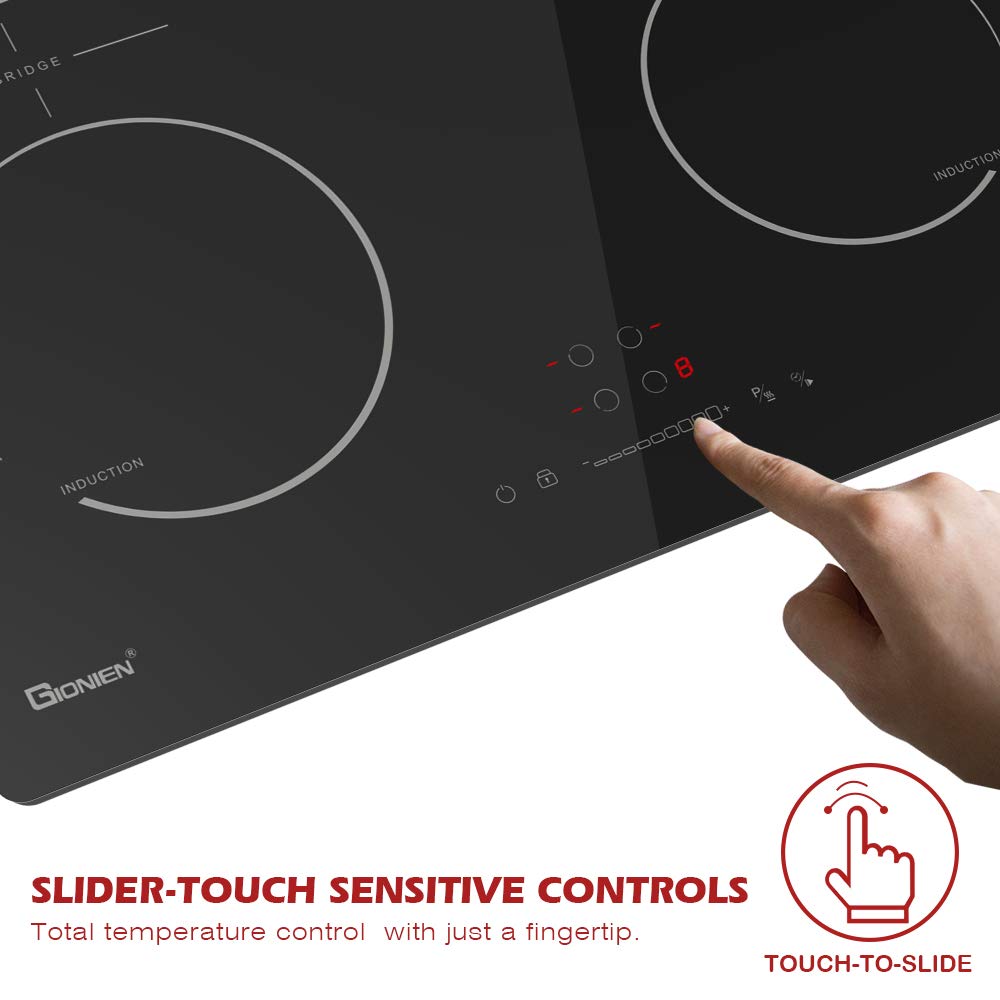 GlONlEN Plug-in Induction Hob White 13 Amp 2800W,59cm Integrated Electric Cooktop with Bridge Zone, 4 Cooking Rings,Built-in Cooker