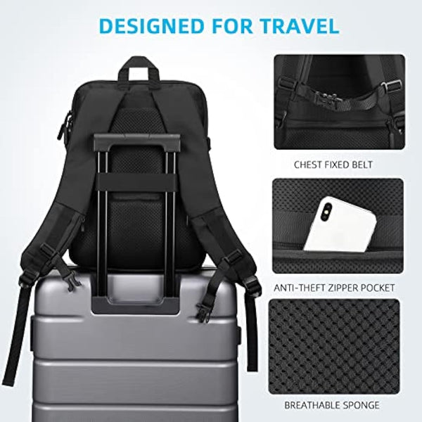 HOMIEE 45x36x20cm Cabin Bag for Easyjet 22L-38L Expandable Carry On Travel Backpack with USB Charging Port Flight Approved Underseat Hand Luggage Bag 15.6 Inch Laptop Rucksack Business School Daypack