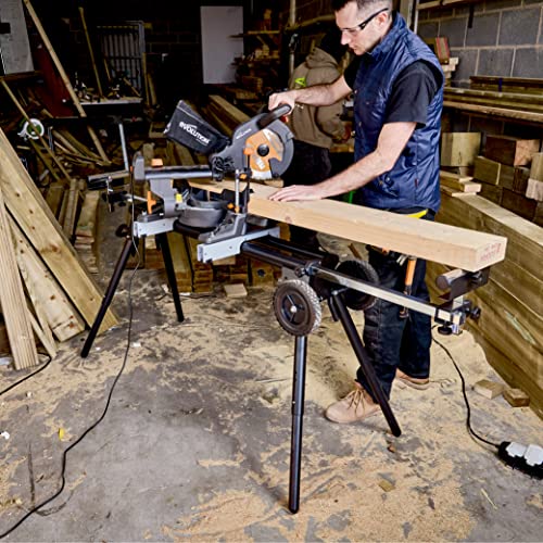 Evolution Power Tools EVOMS1 Mitre Saw Stand, Universal Compact Folding with Extending Support Arms, Fits Evolution, Makita, DeWalt, Bosch, Ryobi, Einhell and Metabo, Supports 150kg Weight & 3m Length