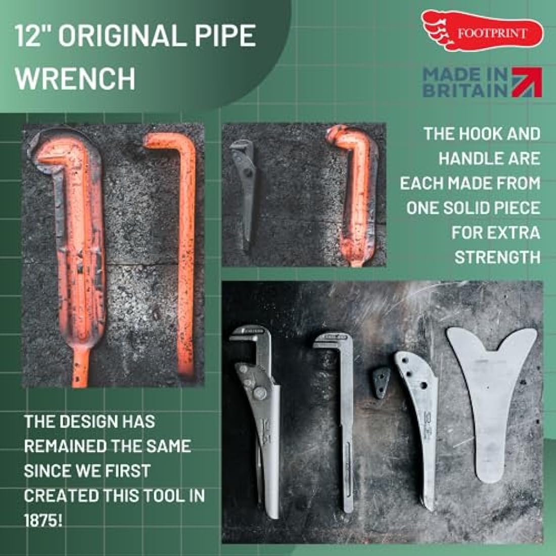 Footprint 698w Pipe Wrench 12.in, Steel