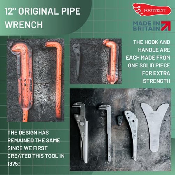 Footprint 698w Pipe Wrench 12.in, Steel
