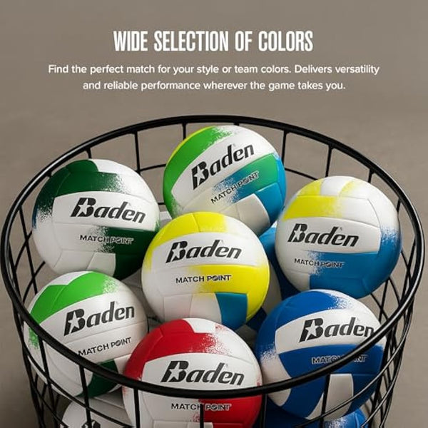 Baden Match Point Cushioned Synthetic LeatherOutdoor Recreation Backyard Volleyball + College Camp Ball All Ages Official Size 5