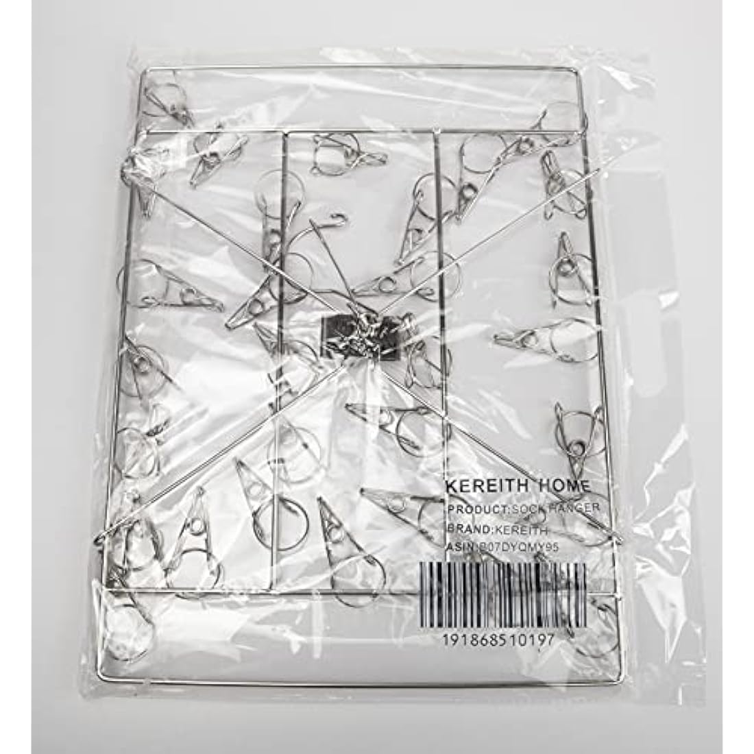 Kereith Home Sock Drying Racks with 30pcs Laundry Pegs Drip Hanger Laundry Clothesline Hanging Rack Metal Clothespins Drying Towels, Underwear, Lingerie, Delicate Bras