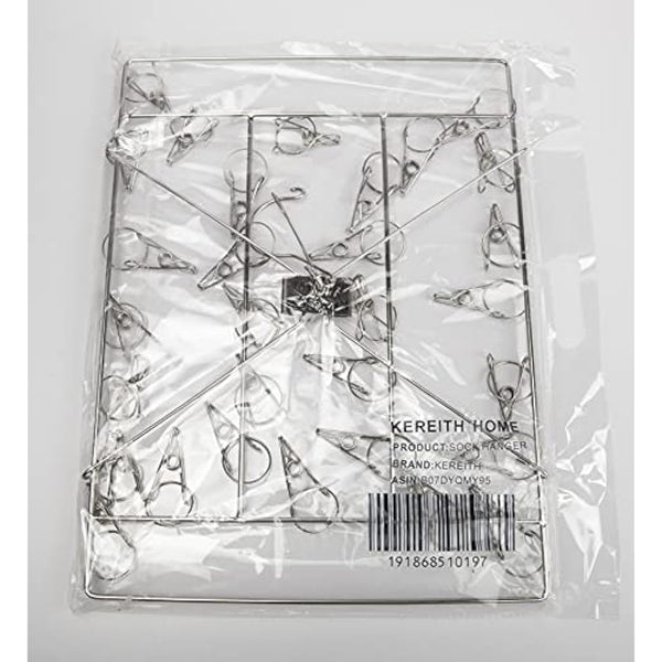 Kereith Home Sock Drying Racks with 30pcs Laundry Pegs Drip Hanger Laundry Clothesline Hanging Rack Metal Clothespins Drying Towels, Underwear, Lingerie, Delicate Bras