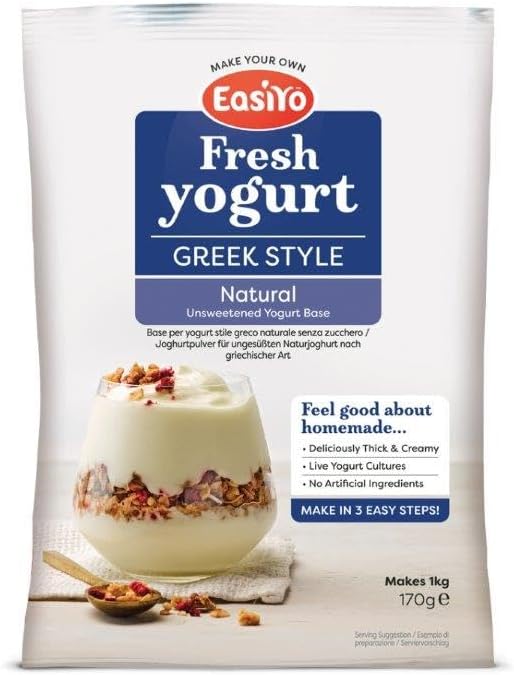 EasiYo Greek Style Yogurt 8 Sachet Pack | Each Sachet Makes 1KG Yoghurt