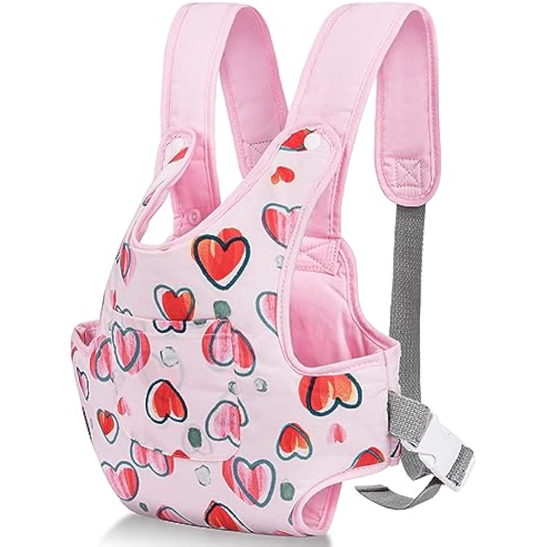 Aolso Baby Doll Carrier, Soft Cotton, Front and Back Carrying with Adjustable Straps for Baby, 14" to 18" Dolls Carrier Seat for Baby Born, Doll Accessories for Kids (Pink)