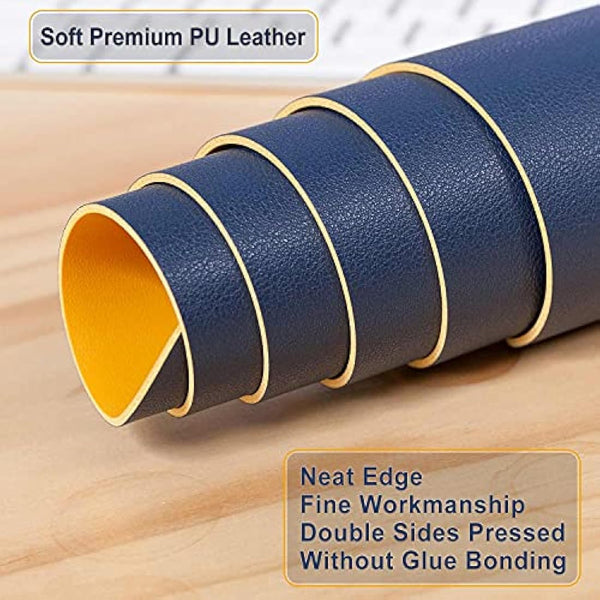 Desk Pad Large, Desk Mat, Extended Mouse Mat, Mouse Pad XXL, Desk Blotter, DOBAOJIA Laptop Pad Writing Pad for Office/Home, Dual-Side Use PU Leather Waterproof 35.4" X 16.9" (Navy Blue/Yellow)