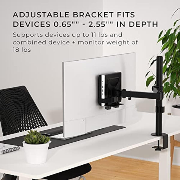 HumanCentric Thin Client Mount Bracket, Mount a Mini PC or Computer to a VESA Monitor Arm or Stand, Pole, or Under Desk or Surface, devices with 0.65-2.55" in depth for 75x75 and 100x100mm Patterns