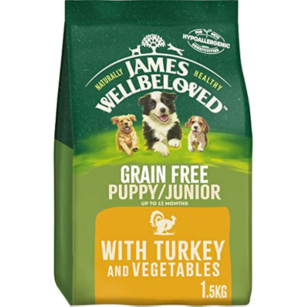 James Wellbeloved Junior Grain-Free Turkey & Vegetables 1.5 kg Bag, Hypoallergenic Dry Dog Food for Puppies