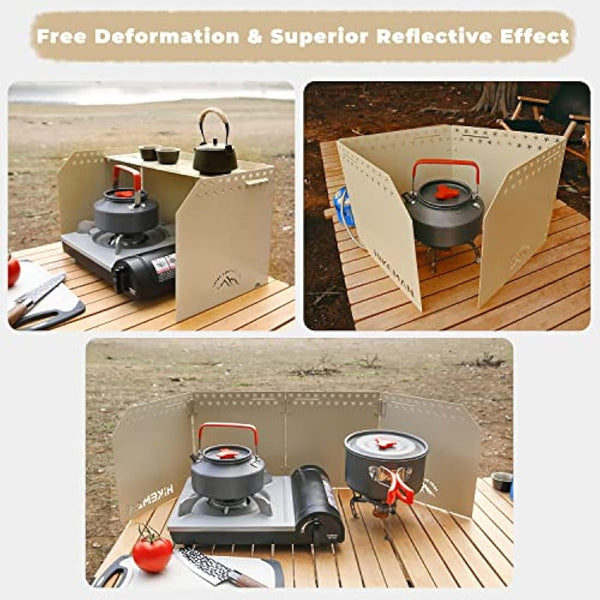 HIKEAMN Gas Stove Windshield - Folding Camping Stove Windshield Cooker WindScreen With a Storage Bag for Camping,Hiking,Picnic,Cooking（Army Green)