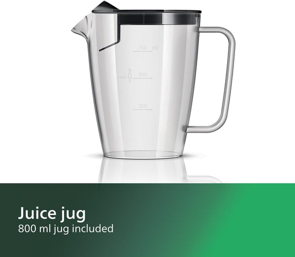 Philips Viva Collection Masticating Juicer, 150W, 1L, XL Tube, Quick Clean Technology, HomeID App, Dishwasher-safe Parts, Drip Stop, Easy Assembly, Compact Storage, Black (HR1889/71)