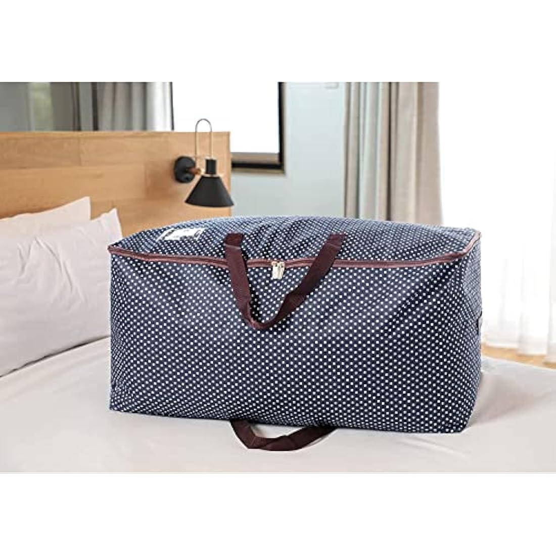 DOKEHOM 3-Pieces 105L Large Storage Bag, Fabric Clothes Bag, Thick Ultra Size Under Bed Storage, Moisture proof (Blue, 3 Pack)