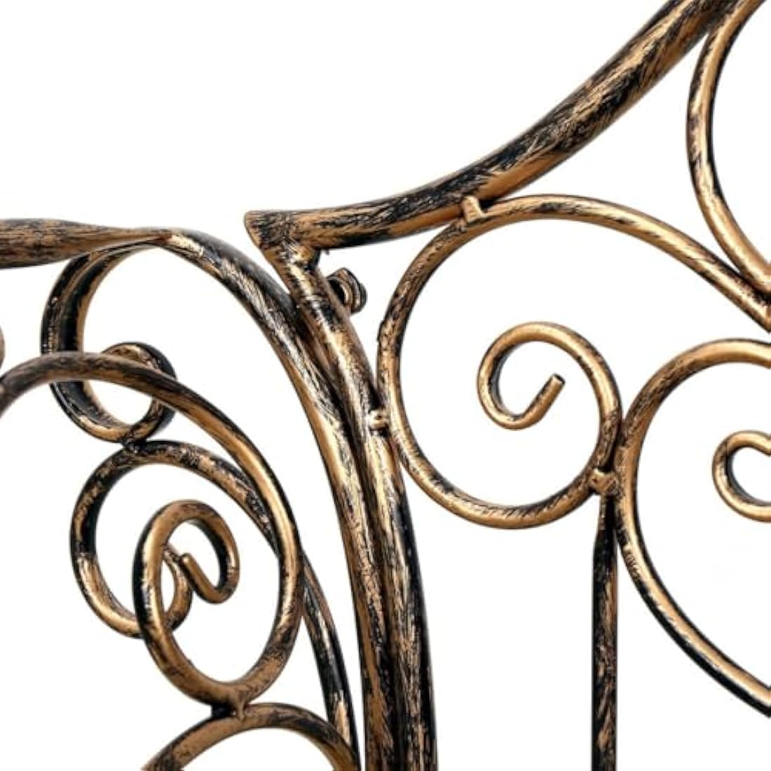 HLC Metal Antique Garden Benches Clearance Outdoor wrought iron Bench 2 Seat with Decorative Cast Iron Backrest Iron Cast Aluminium Bench for Garden,Patio, Porch and Yard Max 250kg (Brown)