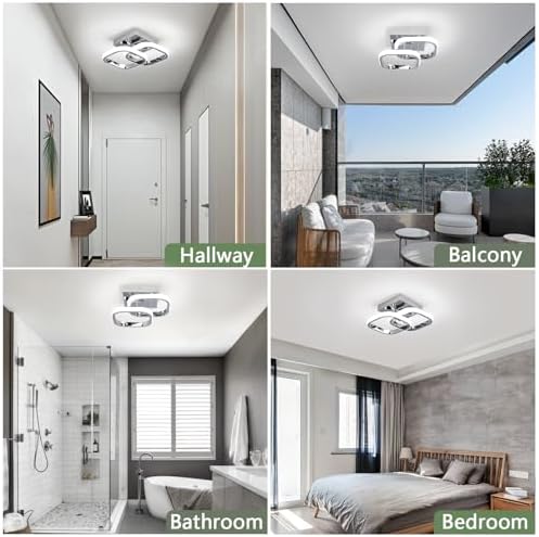 EIDISUNY LED Ceiling Light Modern Ceiling Lamp Silver Square Simple Ceiling Light Fixture LED for Corridor Kitchen Stairs Hallway Study Room Bedroom Living Room - Chrome 22W （Cool White Light 6000K