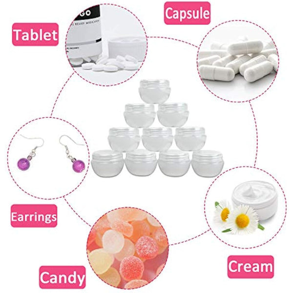 Alledomain 20 Pieces 10ml / 10g Empty Clear Cosmetic Pots with 3 Mini Spatula, Plastic Refillable Travel Sample Container Jars with Lids and Inner Liners for Makeup Creams Lotions Beauty Nail