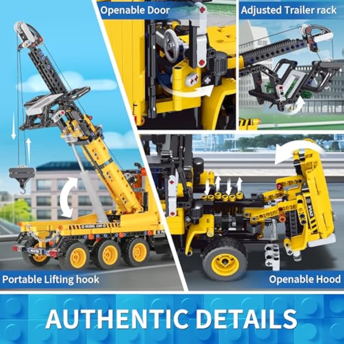 Mould King 17011 Trailer Building Kits, MOC Road Trailers Engineering Building Blocks Set to Build, Birthday Gift Toy for Kids Age 8+ (1250 Pieces)