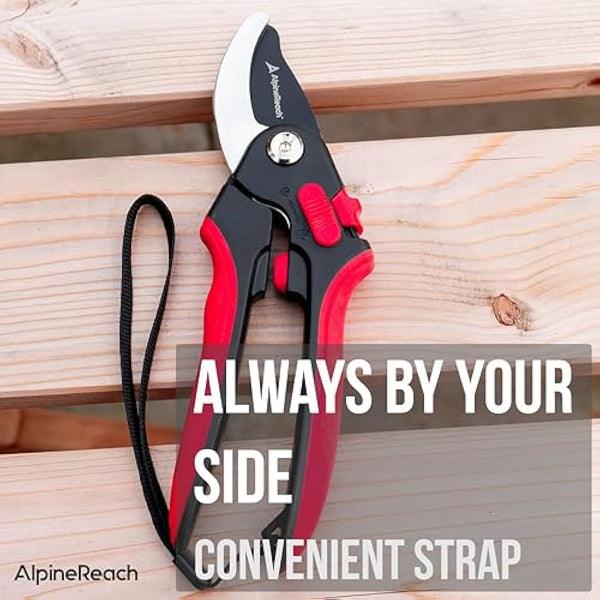 AlpineReach Secateurs Set Bypass and Anvil for Gardening, Sharp Ergonomic Pruners, Adjustable Soft Handle for Small & Large Hands, Heavy Duty High Carbon Steel Blade Pruning Shears, Gift Box