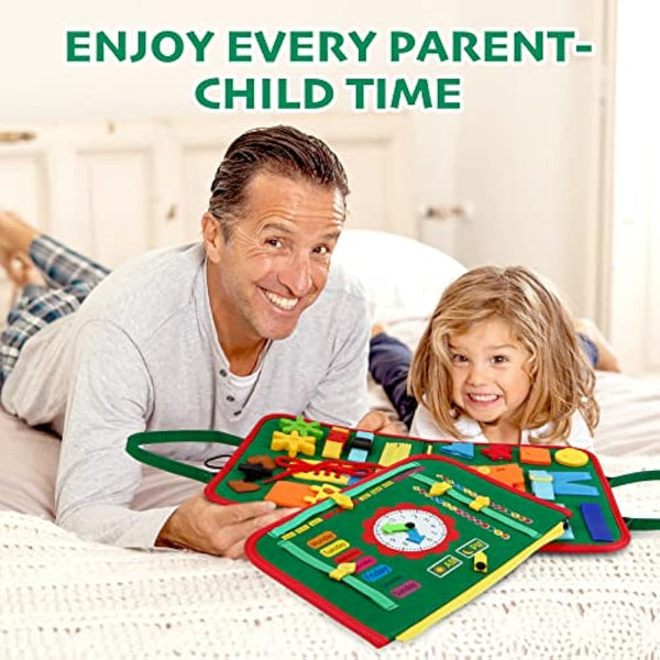 Hooku Busy Board for Toddlers - Montessori Learning Toys, Baby Sensory Toys, Fine Motor Skills, Travel Toys for 3 Year Olds - Baby Gifts