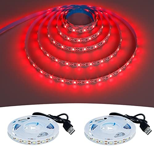 GOMING 5V USB LED Strip Light Red USB Powered 4M (2pcs x 6.6ft) 240LEDs Flexible SMD2835 No-Waterproof IP20 LED Tape Lights