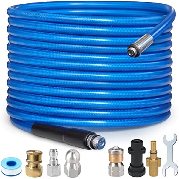 30M High Pressure Washer Drain 3000 PSI/180bar Hose Cleaning Kit Sewer Jetter Kit for Karcher K2 K3 K4 K5 K6 K7 Series & Bosch AQT Household Use Pressure Washer