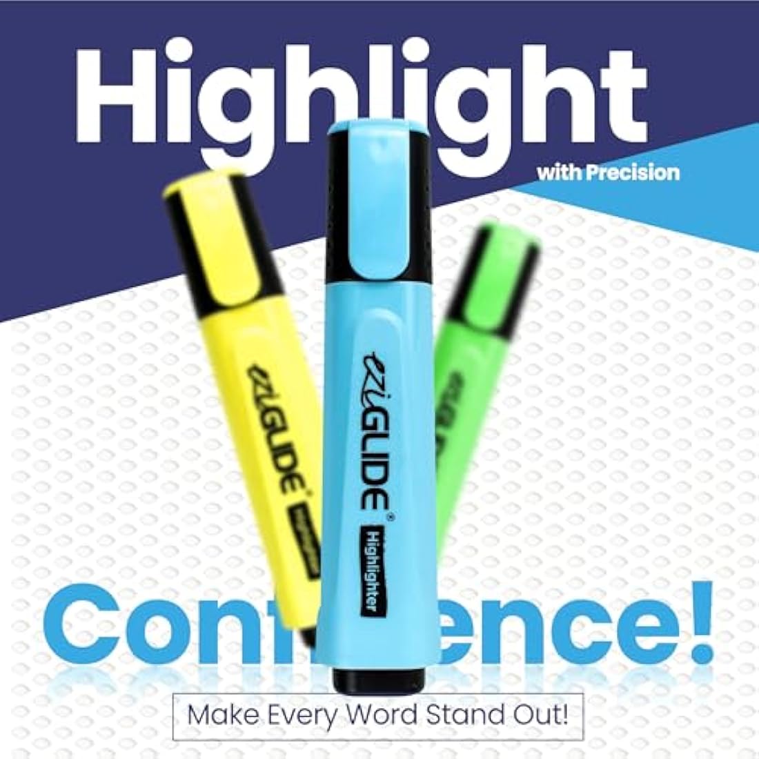 Eziglide Highlighters Pens 48-Pack, 5 Assorted Colours - Neon Assorted Chisel Tip Marker for Bold & Fine Marking, 1-4.5mm Line for Clear Marking, Ideal for Schools, Universities, & Offices