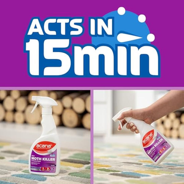 Acana Carpet & Fabric Freshener 500 Millilitre - Moth Killer Spray - Lavender Fragrance - for Carpets, Rugs & Curtains - Non-Staining (Packaging May Vary)