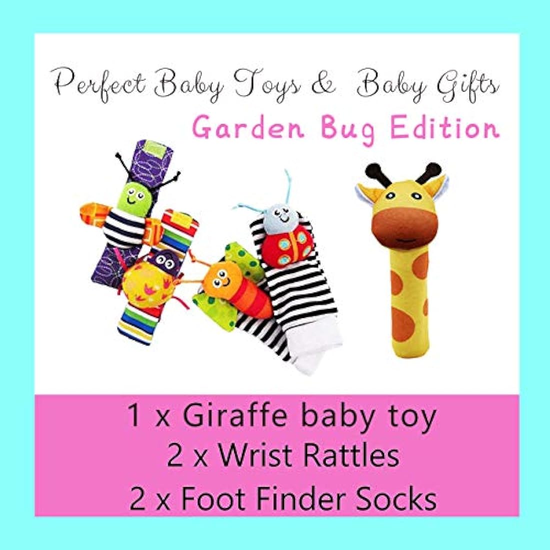 Foot Finders & Wrist Rattles for Infants - Developmental Texture Toys for Babies - Infant Socks & Baby Wrist Rattle - Newborn Toys for Girls Boys 0-3 3-6 6-9 Months