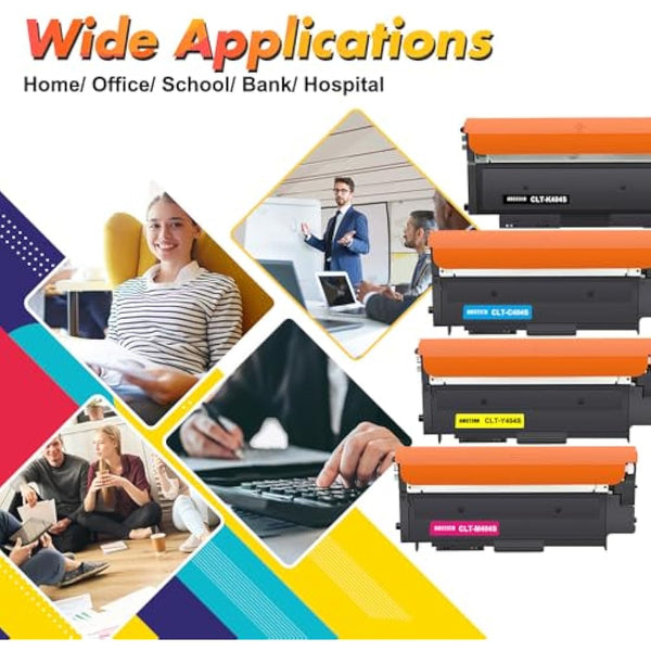 4 Pack CLT-P404C P404C K404S for Samsung C430w Toner Cartridge Xpress SL C480w C480fw C480fn C430 C480 C43x C48x CLT-K404S CLT-C404S CLT-M404S CLT-Y404S Black Cyan Yellow Magenta