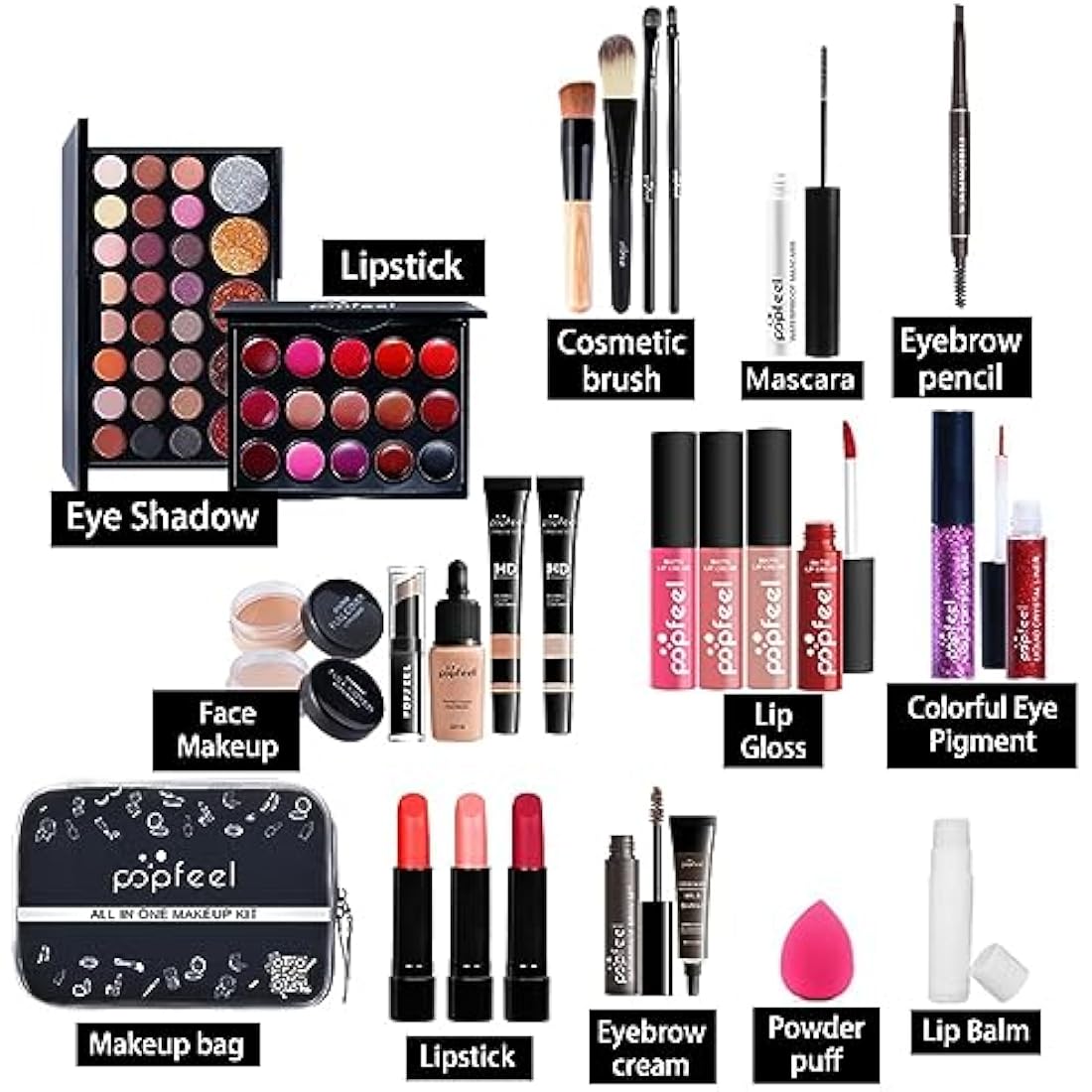 FantasyDay All-in-one Makeup Set Gift Surprise | Full Makeup Kit for Women Cosmetic Essential Starter Bundle Include Eyeshadow Palette Lipstick Blush Foundation Concealer Face Powder Lipgloss Brush