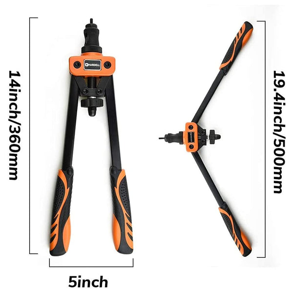 HARDELL Rivet Nut Tool, 14" Rivnut Tool with 100 Pcs Rivet Nuts and 7 Metric & Inch Mandrels M6 M8 M10, 1/4-20, 5/16-18, 3/8-16, 10-24 and Rugged Carrying Case