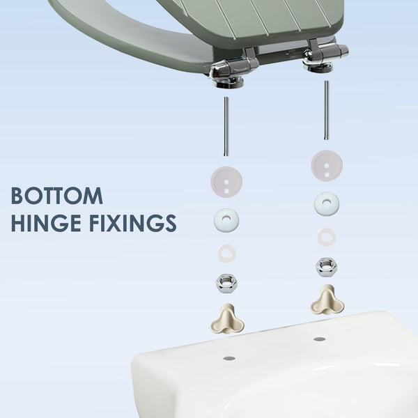 AQUALONA® Luxury Soft Close Toilet Seat - Moulded Wood - Stainless Steel Slow Close Hinges - Click, Lift & Clean Technology (Bamboo Toilet Seat)