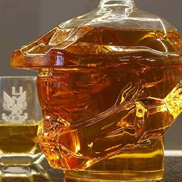 The Source Wholesale Halo Master Chief Glass Decanter and 4 Tumbler Glasses Collectable Drinking Set