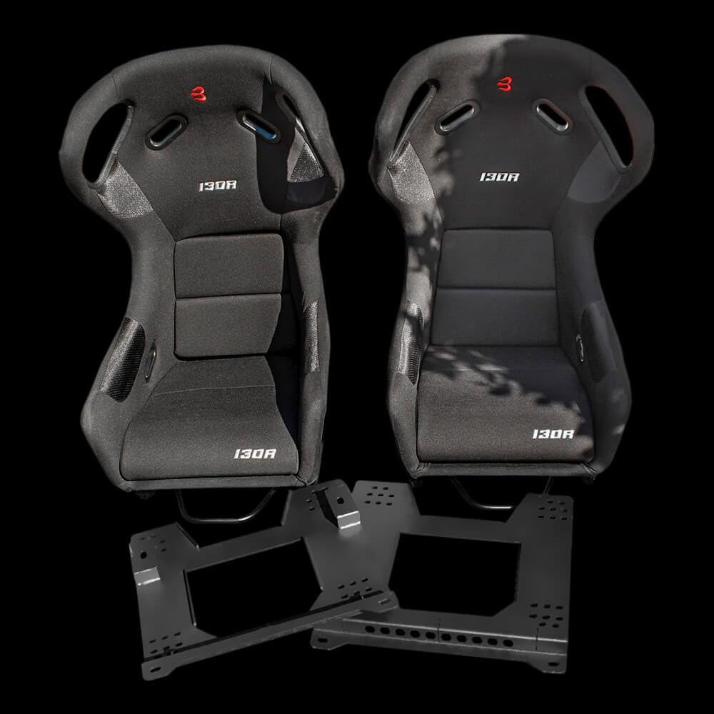 Set of Barbarian Fixed Bucket 130R Racing Seats for Cooper S R53 MINI, Black Felt, Track, Race, Drift