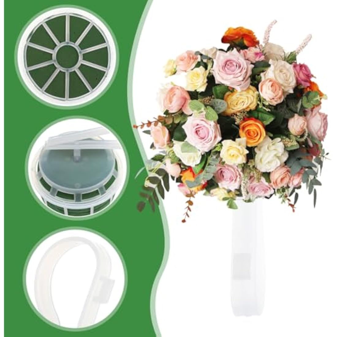 DOITOOL 2Pcs Foam Floral Handle Bouquet Holders Handle Bouquet Holder Bride Flower for Bridal Fresh Flowers Silk Flowers Wedding Supplies, Size S