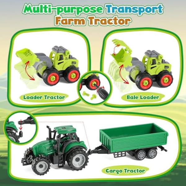 FRUSE Play Sand Farm Animal Toys,Sandbox Toys Set for Toddlers w/1 KG Play Sensory Sand, Farm Toy Figures and Tractor Truck Playset,Sensory Sandbox with Cover for Boy Girl Kid Age 3 4 5 6 7 8 9