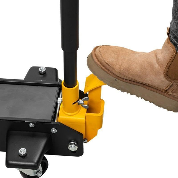 JCB 3 Tonne Hydraulic Long Trolley Jack, Heavy-duty, 525mm Max. Lift for Heavy-duty Automotive Tasks, Rotating Rear Wheels, 3 Year Warranty