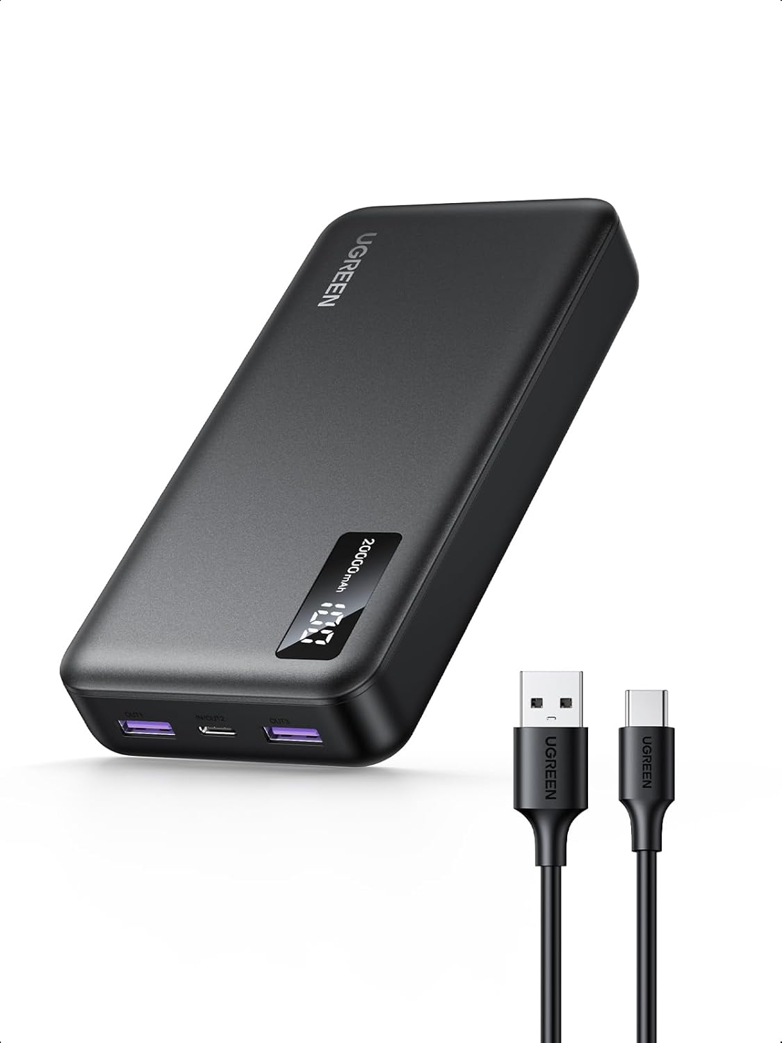 UGREEN Nexode 20000mAh Power Bank Fast Charging, PD 20W & QC 22.5W 3-Port Mobile Phone Portable Charger, USB C Battery Pack Compatible with iPhone 16/15, Galaxy S24/S23, iPad Pro, AirPods, etc