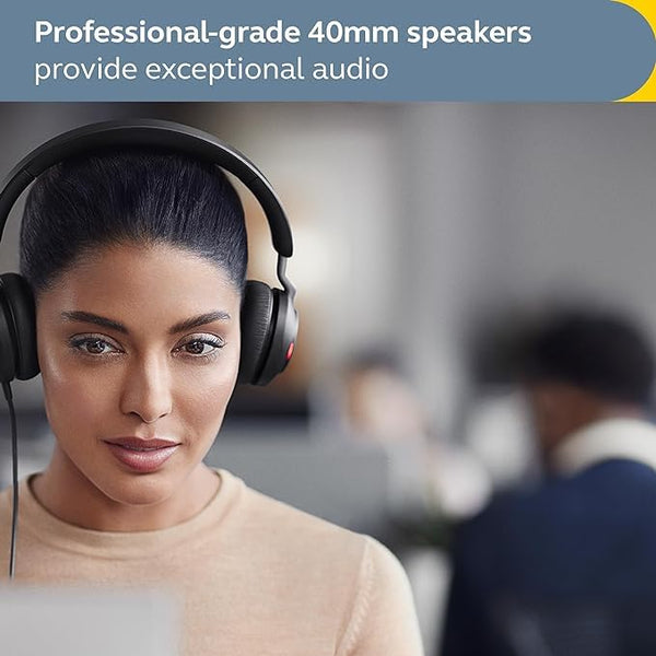 Jabra Evolve2 40 SE Wired Noise-Cancelling Stereo Headset With 3-Microphone Call Technology and USB-A Cable - MS Teams Certified, Works with All Other Platforms - Black