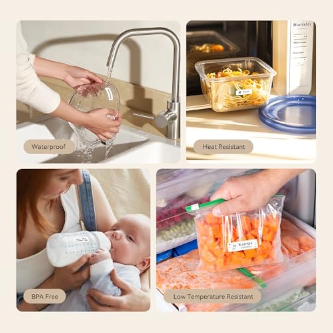 NIIMBOT Thermal Label Maker Tape Waterproof Lables 0.47" x 1.57"(12×40mm) Printer Sticker Labeling Tape with Self-Adhesive for D11/D110/D101 Label Maker(White)