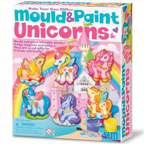 4M | Mould and Paint Unicorns | Mould and Paint Fridge Magnets and Badges | Unicorn Themed Craft Activity | Kids Ages 5+