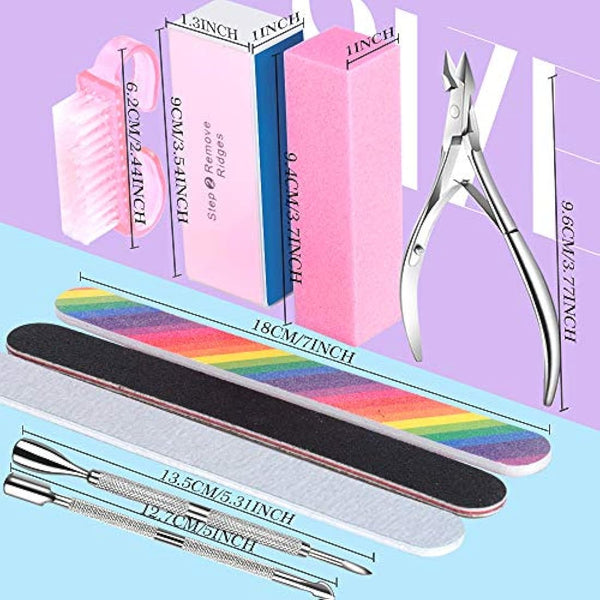 HNYYZL Nail File, 3PCS Double Sided Emery Boards for Nails,Buffer Block Sponge Polished,Nail Brush,Cuticle Nipper and Pusher