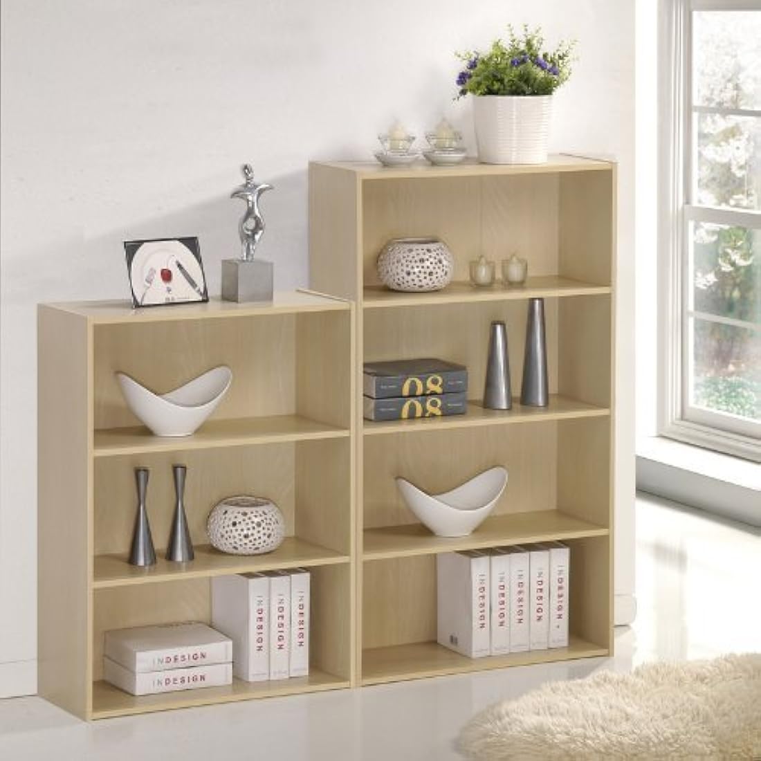 Furinno Pasir 4-Tier Open Shelf, Steam Beech