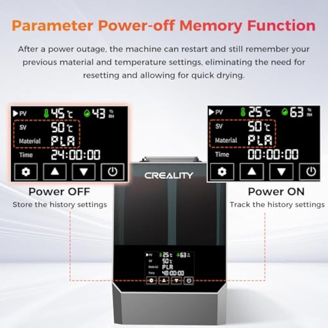 Creality Official Space PI Filament Dryer Plus, 3D Printer Filament Dryer Box with 360° Heating, 2 Rolls Upgraded Filament Dehumidifier for 1.75mm/2.85mm One-Key Setting Support PLA ABS PETG TPU