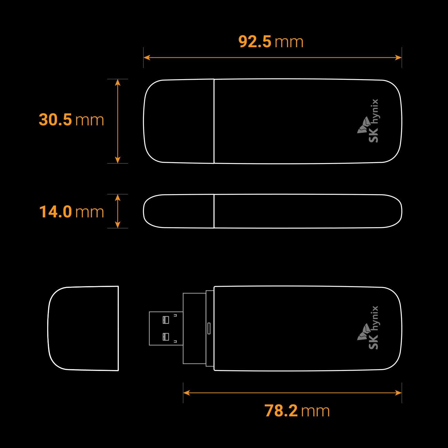 SK hynix Tube T31 1TB External SSD | up to 1000MB/s | 10 Gbps | USB-A 3.2 Gen2 | Portable SSD Drive