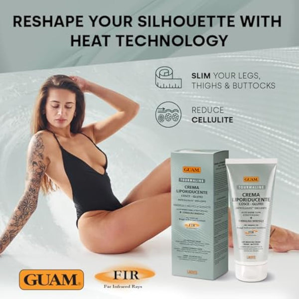 GUAM FIR Slimming Cellulite Cream for Thigh & Buttocks – 200ml Hot Tourmaline Skin Firming Cream – Lipo-Reducing Stubborn Anti-Cellulite Treatment – Reduce Imperfections, Improve Firmness & Elasticity